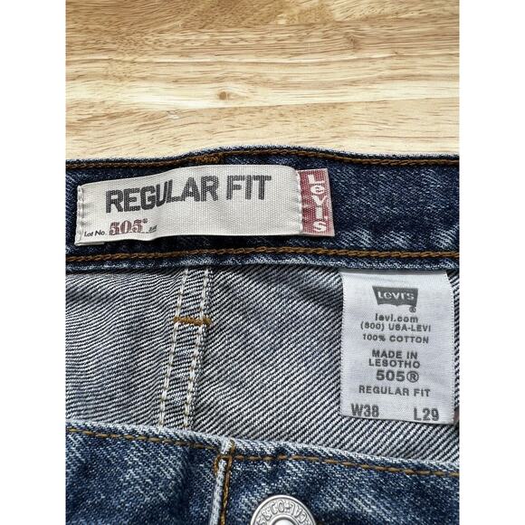 Levi's 505 Regular Fit 38x29 Blue Jeans 100% Cotton‎ Denim Heavy Casual Work Y2K - Picture 5 of 6